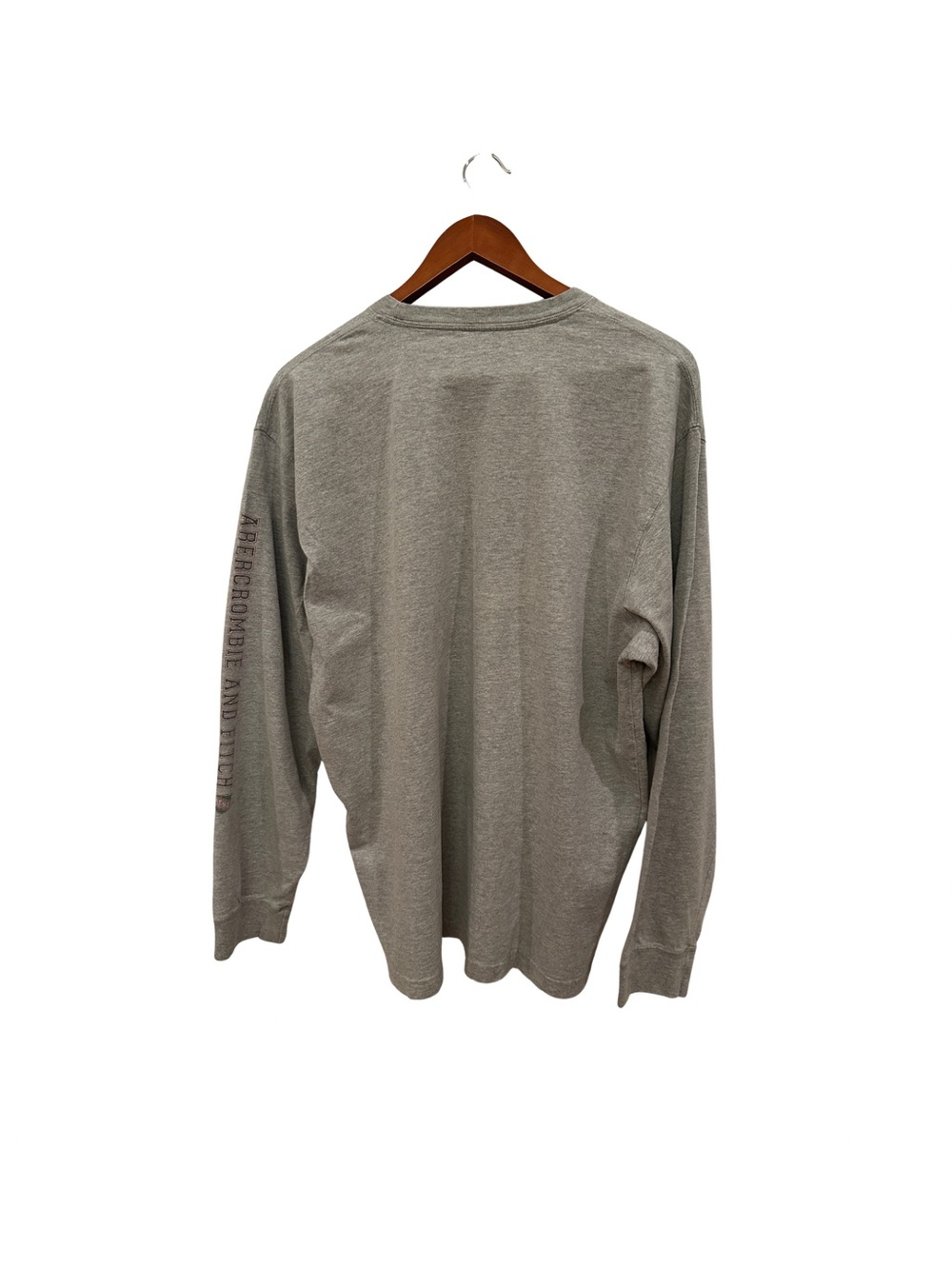 Abercrombie & Fitch Vintage 90s Heather Gray Long-Sleeve Logo Tee - Picture 3 of 4